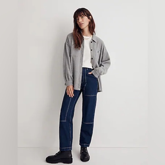 Madewell Dove Gray Shacket SOFT PLUSH COZY Double-Faced Fabric EUC Size Small - Picture 11 of 12